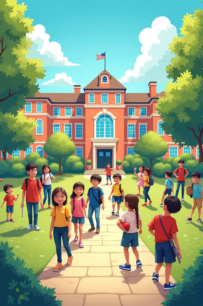 I'm going to participate in a drawing contest and I need you to create a creative design with the theme: our school,our second home