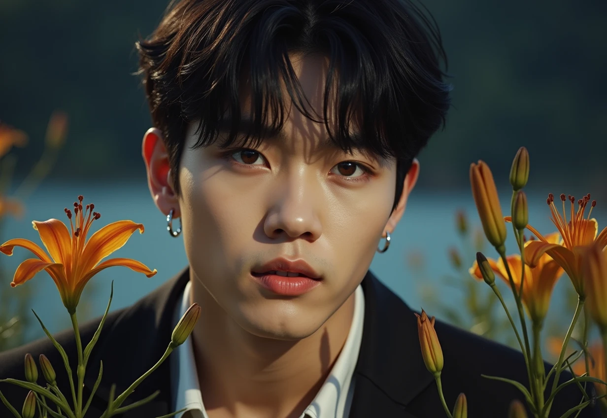 JungKook in the field of tiger lilies
