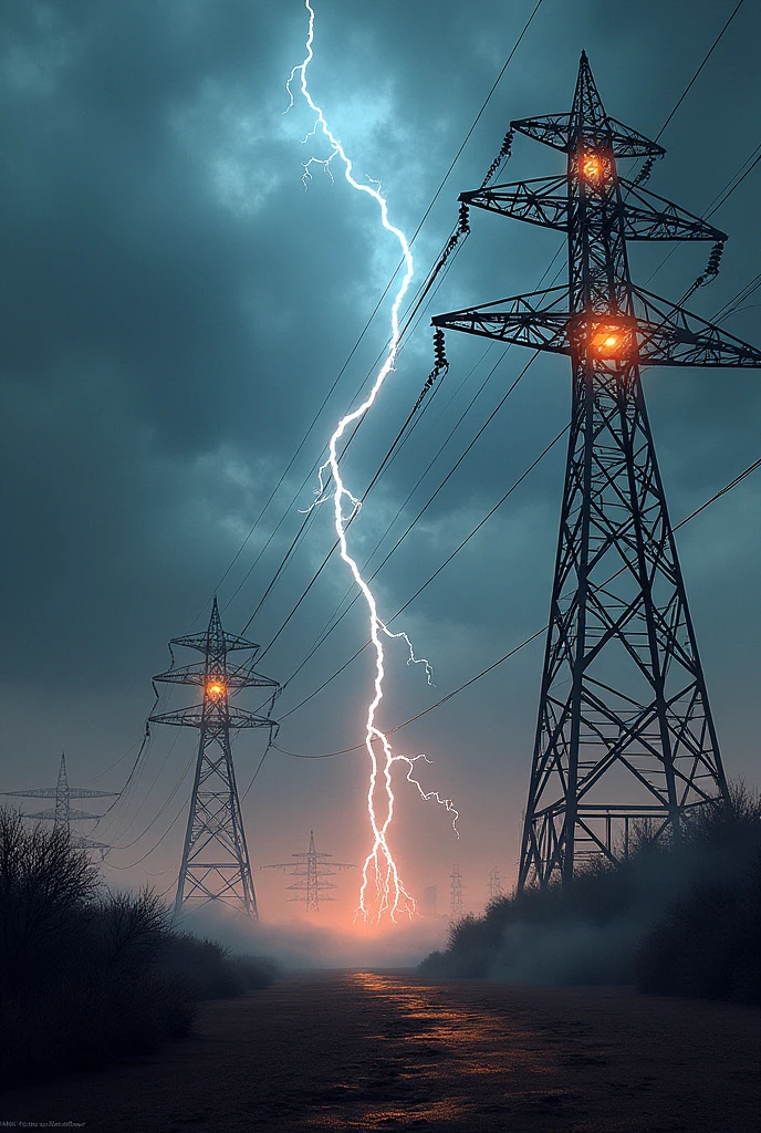 EEE, circuits , current, Electrical wave, electrical tower, dark theme