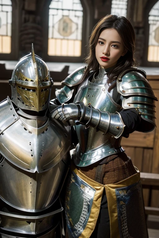 masterpiece, best quality, futa on male, 1male, 1female, sex, erection, lips, standing sex, Joan of arc with medieval armour, French, doggystyle position, anal creampie, showing ass