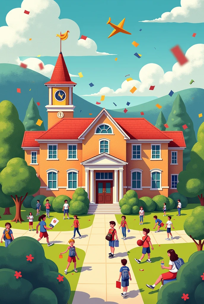 I'm going to participate in a drawing contest and I need you to create a creative design with the theme: our school,our second home that is creative and can be drawn on a sheet of paper