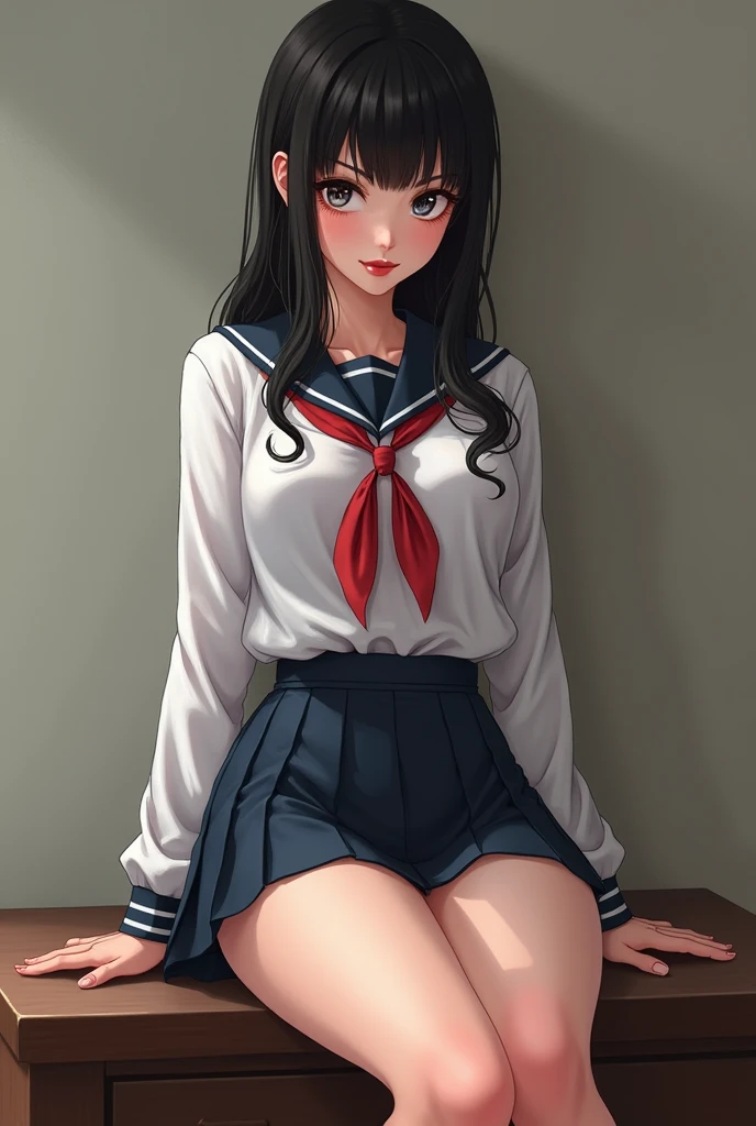 (superflat, flat shading, flat colors:1.1), (locker room), young , (school uniform) , slim, small breast, dark hair, ((looking over a shoulder:1.4)), white panties, (mini skirt:1.1), limited vibrant color palette, serene expressions, peaceful introspection, subtle washes of pastel colors, modern Nordic design, understated elegance, simplicity and purity, tranquil atmosphere, digital painting, ultra fine, (no panties:1.4), sitting, (spread legs:1.3)