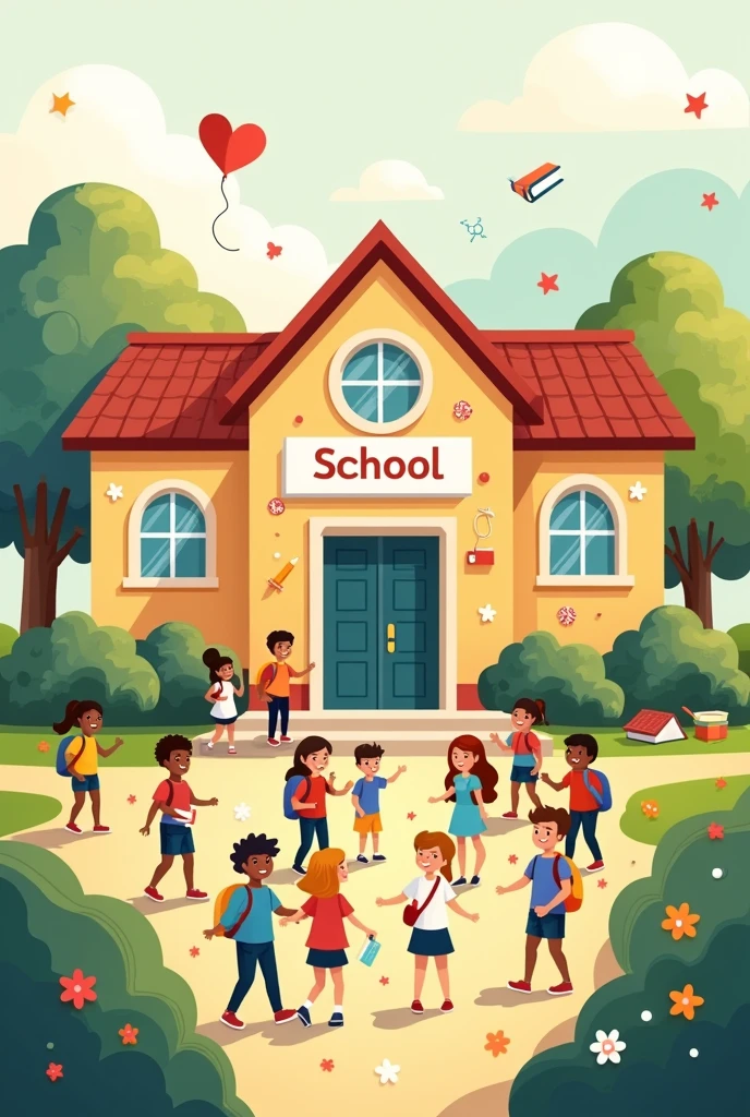 I'm going to participate in a drawing contest and I need you to create a creative design with the theme: our school,our second home that is creative and easy to draw on a sheet