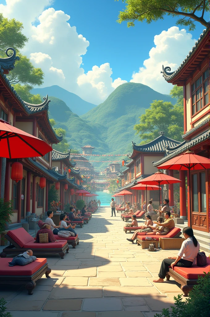 Have you seen the Valley of Peace from Kung Fu Panda with the main street and villagers on stretchers?
