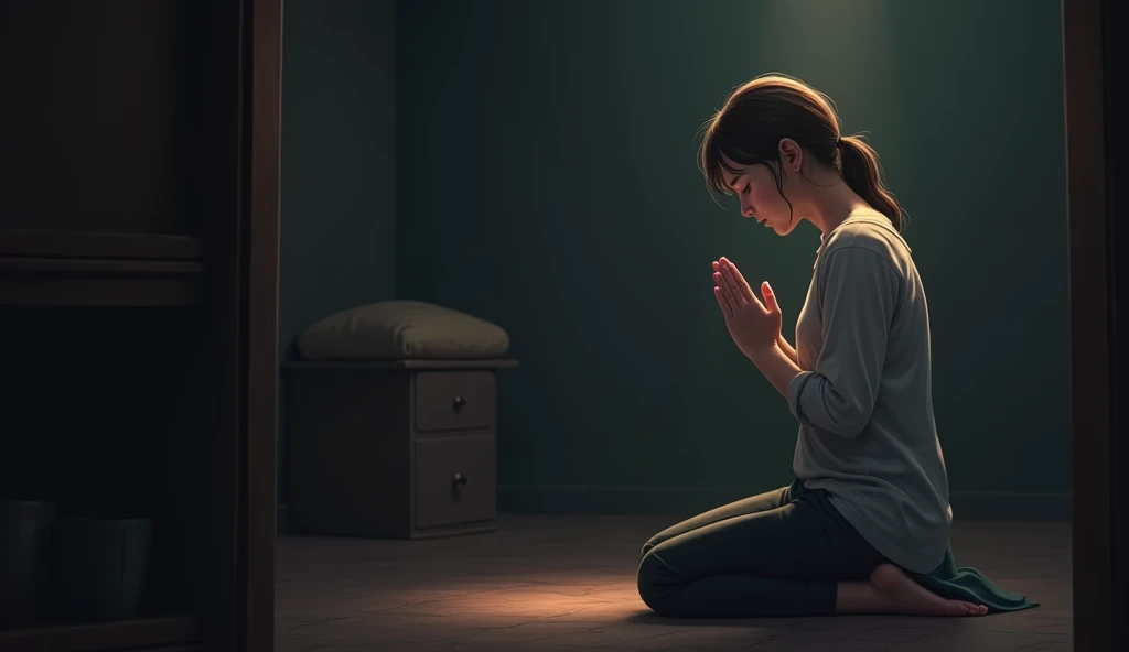 create a YouTube-sized image of a person praying