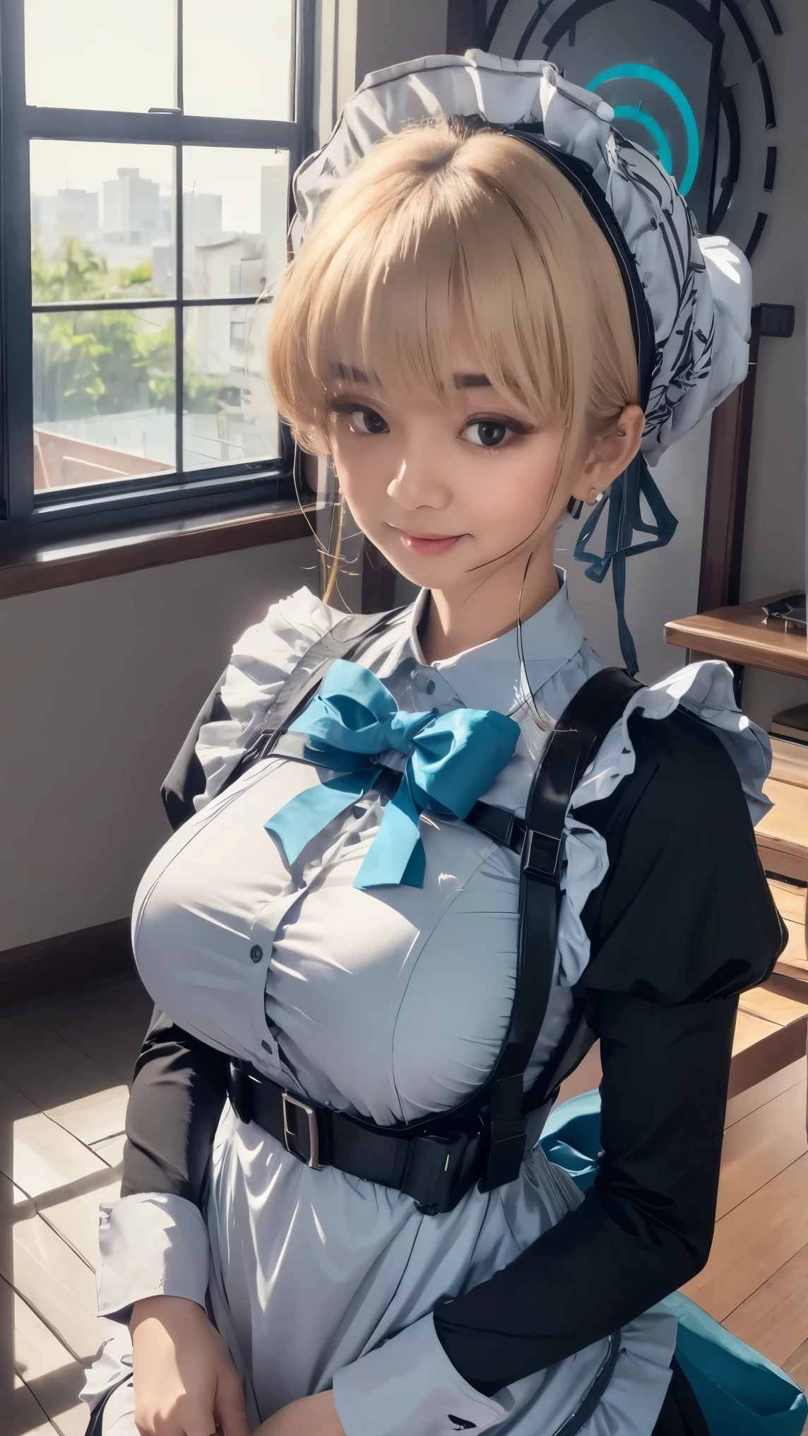 ((highest quality、High resolution、8K、masterpiece:1.3))、1 girl、unparalleled beauty、ultimate beauty、super detailed face、delicate eyes、smile、sexy look、Depth of the bounds written、light particles、side light、((blonde、maid、maid服、white panties))、(((expression of ecstasy、Looks embarrassed、Making sexual advances in a busy public place、inviting sex)))、perfect body、beautiful breasts、nipple、tits、Thighhighs、thighs