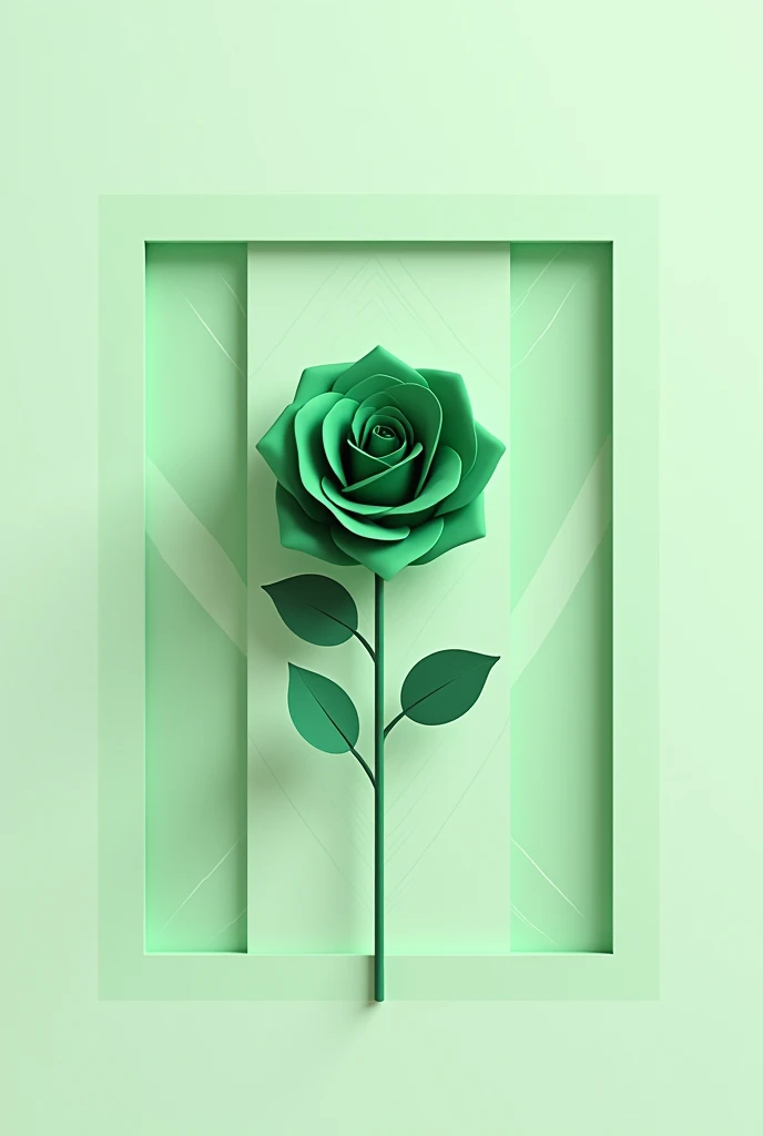geometric , minimalistice rose , green tones, patterns , with a geometric background , minimalistic,