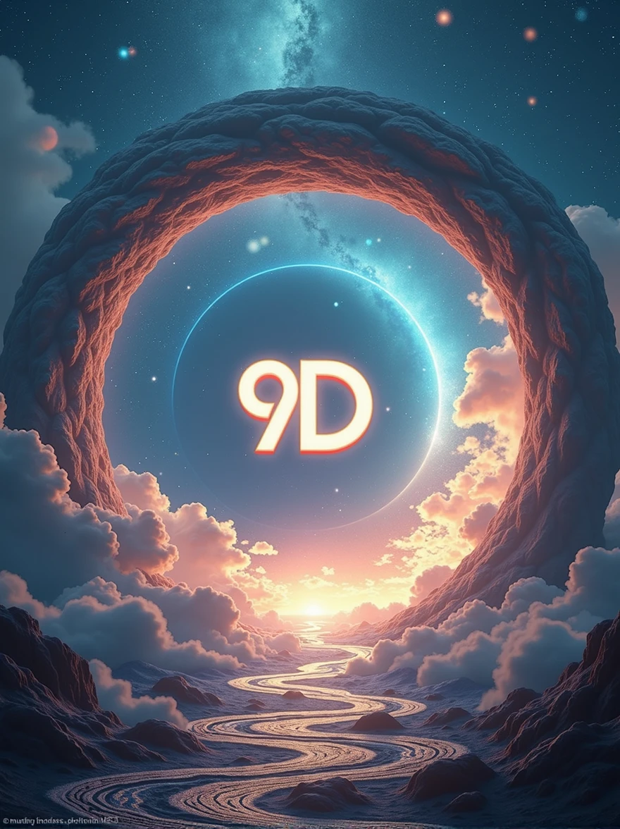 A circle where in the middle 9 d is outside then beautiful space but there is 9d must stand