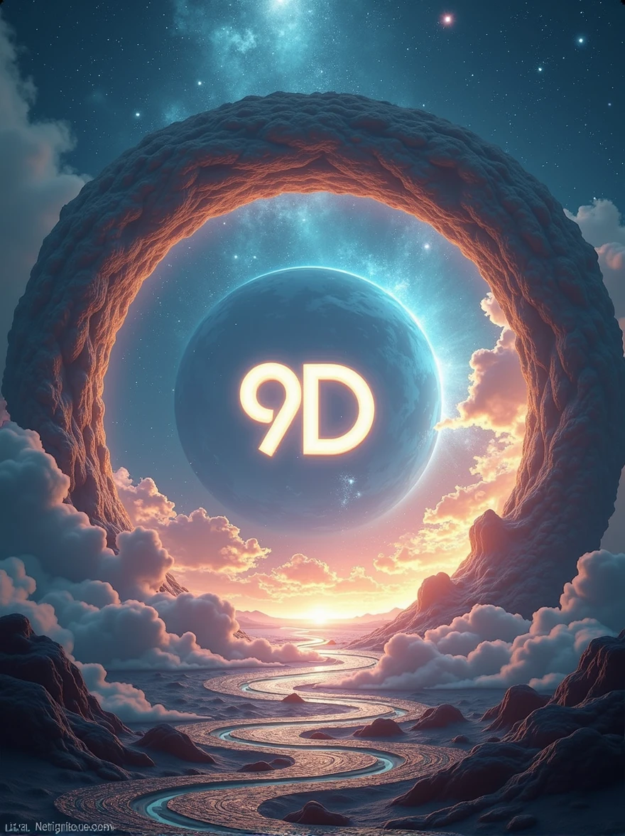 A circle where in the middle 9 d is outside then beautiful space but there is 9d must stand