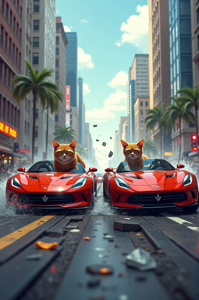 Two cats with same sports car got accident in rush