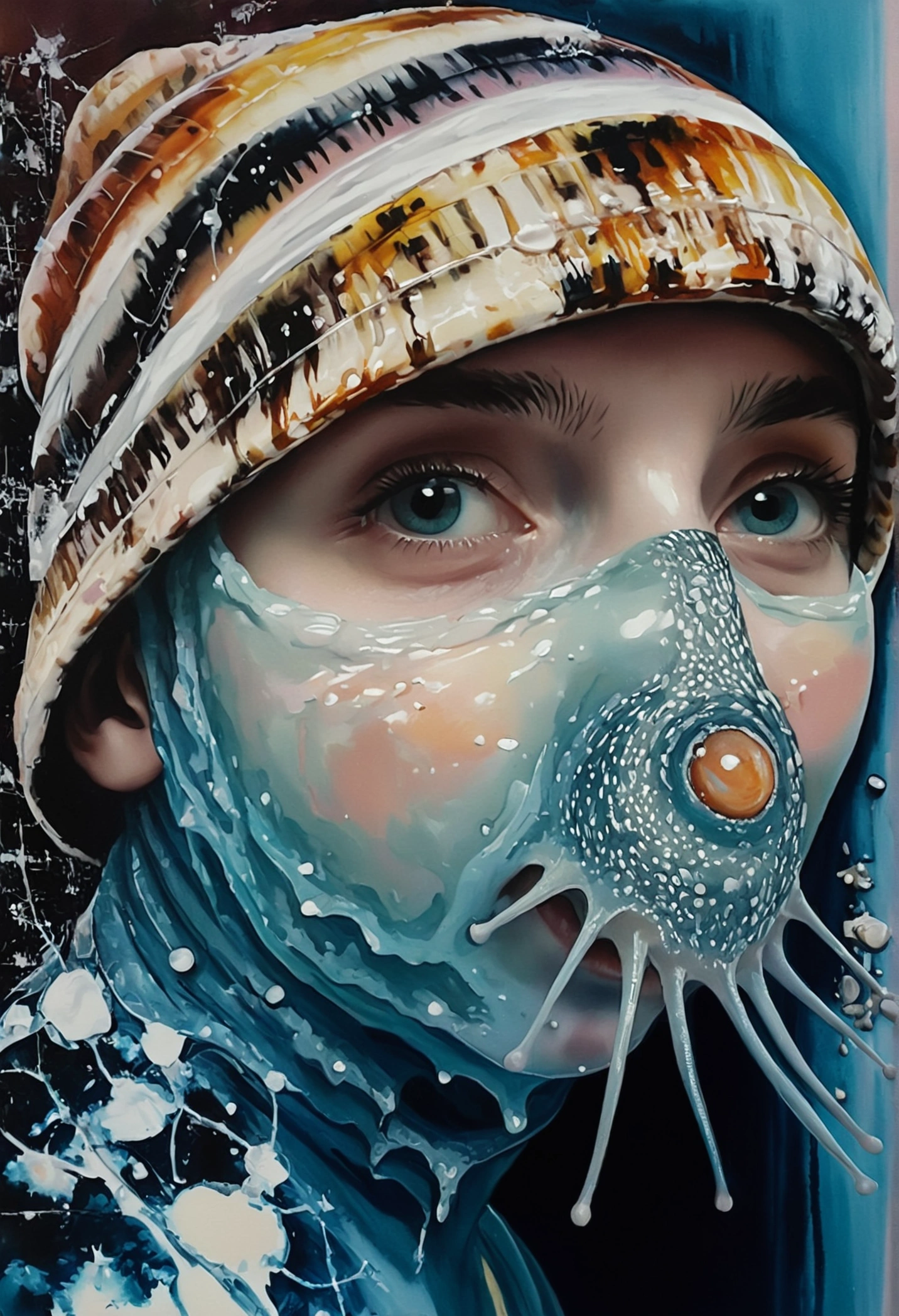 Add a snail body in oil painting style