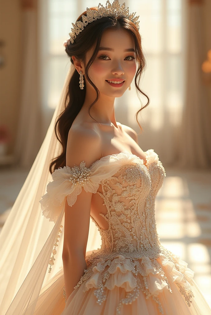 Japanese girl group member　Wedding dress luxurious and glittering