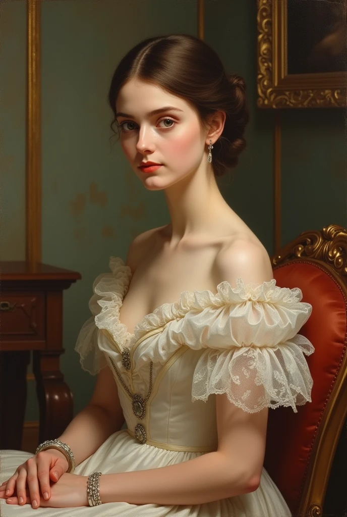 An oil painting of May Welland from The Age of innocence
