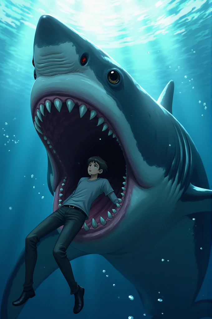diving and has be eaten by shark anime