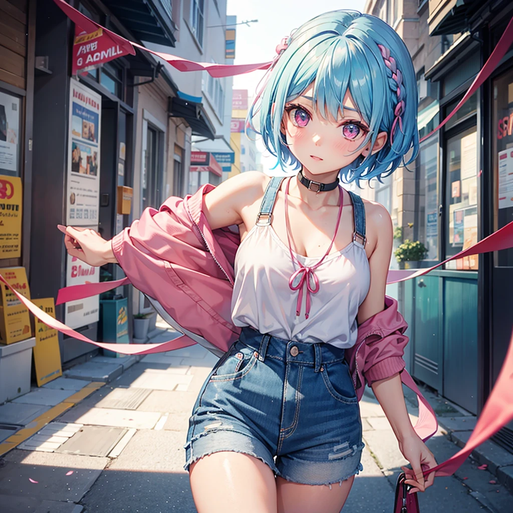 (Sky blue hair),(Braided Short Hair), (Pink Eyes),Fair skin) ,(whole body),(one person's),(Embarrassing),(The background is a school classroom,blackboard),(Heart-shaped chocolate),(I will pass it forward with both hands.),(Sailor suit),(Valentine's Day),(masterpiece, 最high quality, Very detailed, Best Shadow), (Detailed Background), (Beautifully detailed face), High Contrast, (Best lighting, Very delicate and beautiful), ((Cinematic Light)), Hyper Detail,8k, Dramatic Light, Intricate details,high quality
