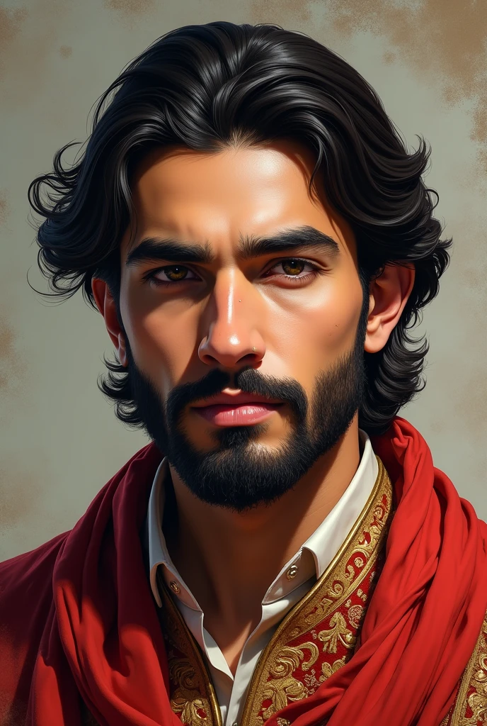 Make of Ai image of Mian Ghulam Shah Kalhoro  he should be young age of 22 and nice beard with good facial structures and white skin also he should be look like a prince or king 