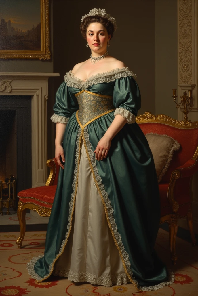 An oil painting of Mrs Manson Mingott from The Age of innocence