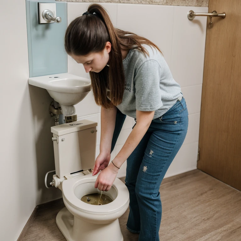 20 year old woman, ((pee stain, peeing self)), (pee), looking at viewer