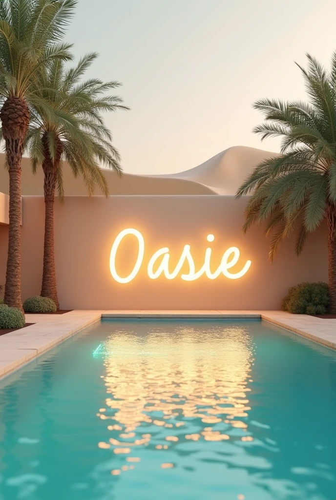 Minimalistic Oasis background theme for glow sign outside the restaurant and swimming pool of size 7*3