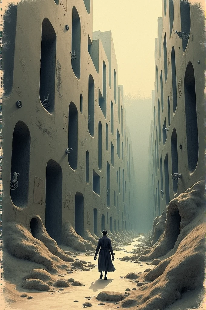 Surrealist drawing inspired by Salvador Dalí and The Maze Runner