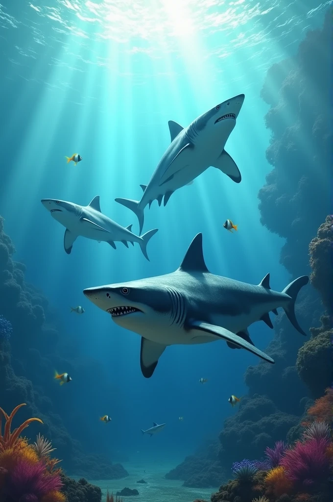 Sharks swim