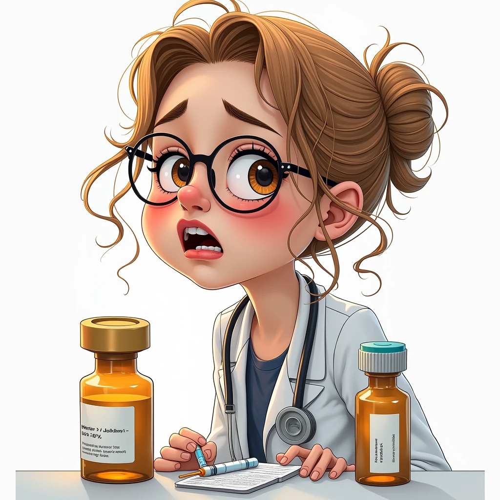 A female doctor who is afraid of medicines