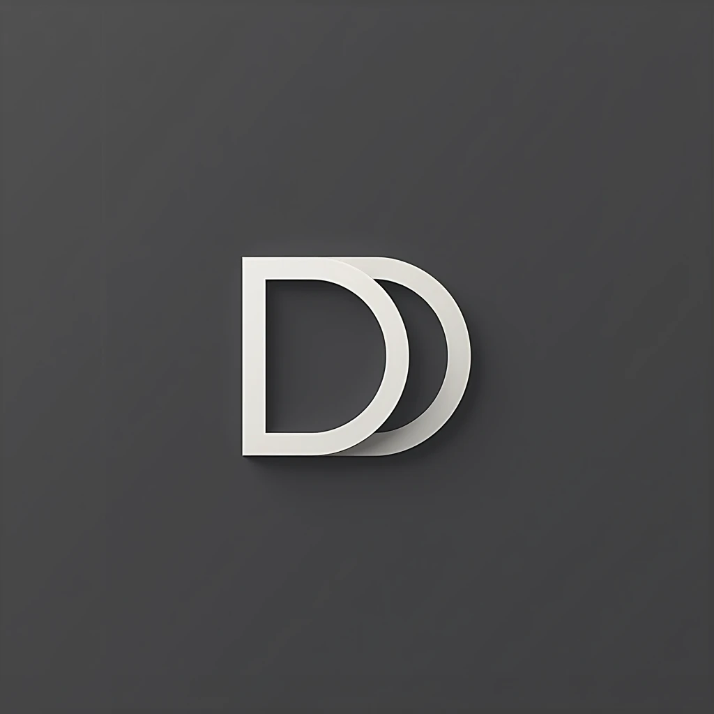 Design a logo or symbol with the letter D, in a cool style with only 2 colors, a single tone like black and white, Request a minimalist, modern, and valuable style, 2D