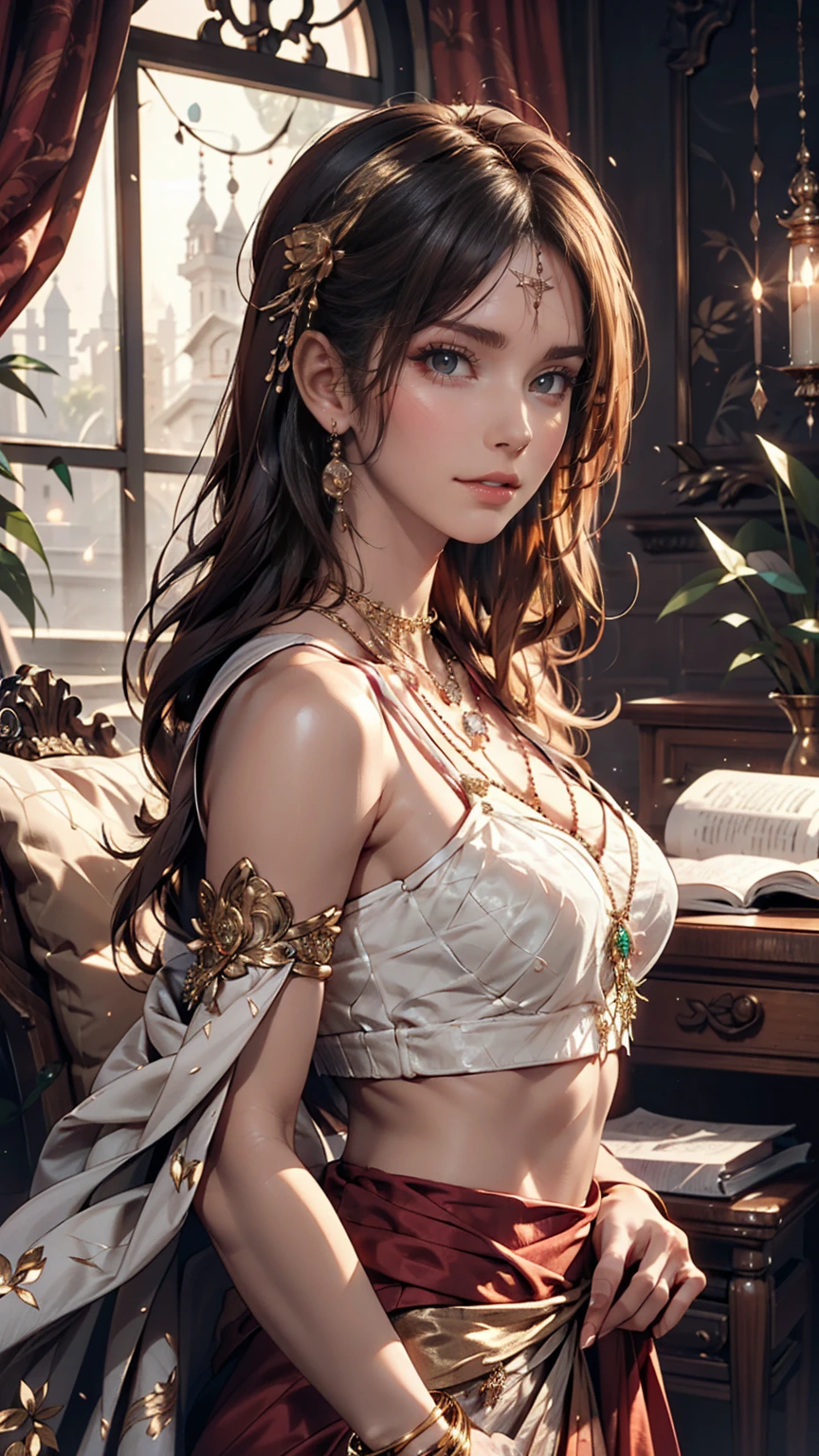 (masterpiece, highest quality, highest quality, Official Art, Beauty and aesthetics: 1.2), (One girl: 1.3), (Fractal Art: 1.3), Bright aqua blue eyes, Medium length hair with tassels, Nude midpart