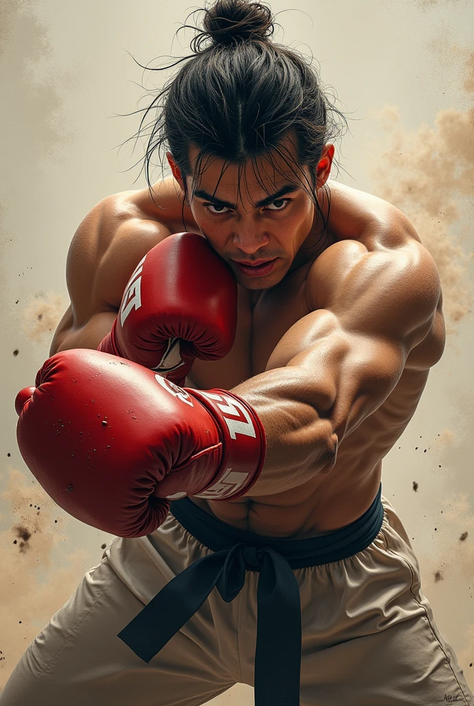 Fighter punching top view