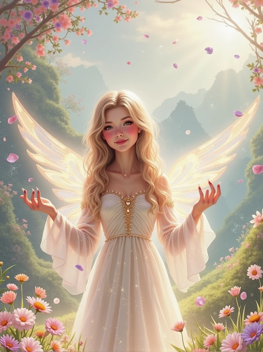 Create a fairytale style picture from this photo, add some bright colors, magical mood