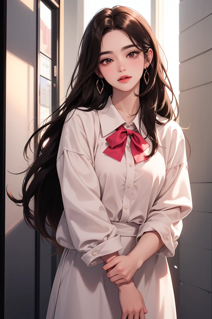 (((A wall with pictures of flowers on a white wall、A wall with artistically painted pink flowers)))、professional writing、professional photographer、(((brown hair,gray eyes,,,beautiful rocket:1.2,)))(beautiful and detailed knitted sweater,,))(blush), (geometric:1.1), ((1 girl,wonderful,adorable girl,alone,bust shot,))(muste piece,highest quality, Beautiful and aesthetic:1.2),(16 km race,hard disk,time),((small breasts,small breasts)),(Physically based rendering),sharp focus, (((high detail skin,))),intricately detailed clothing,delicate pupils,((((lusterの髪|fine hair|half bun|long hair)))),(masterpiece side light),(luster),(beautiful hair,very_be familiar with_eye_and_face,red glossy lips,very魅力的な口)),movie girl,(dynamic posture: 1.2),wonderful、A wall with pictures of flowers on a white wall、A wall with artistically painted pink flowers、professional writing、professional photographer、