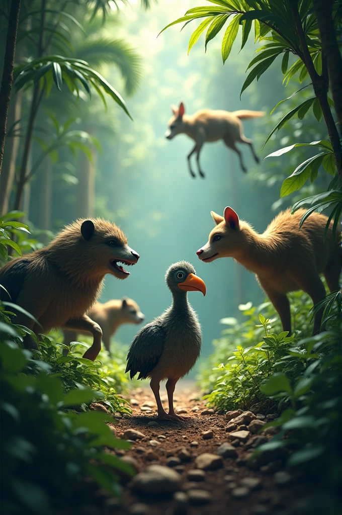 Animals destroying the dodo's natural habitat