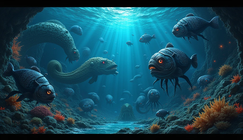 Deep-sea animals, fish, creatures