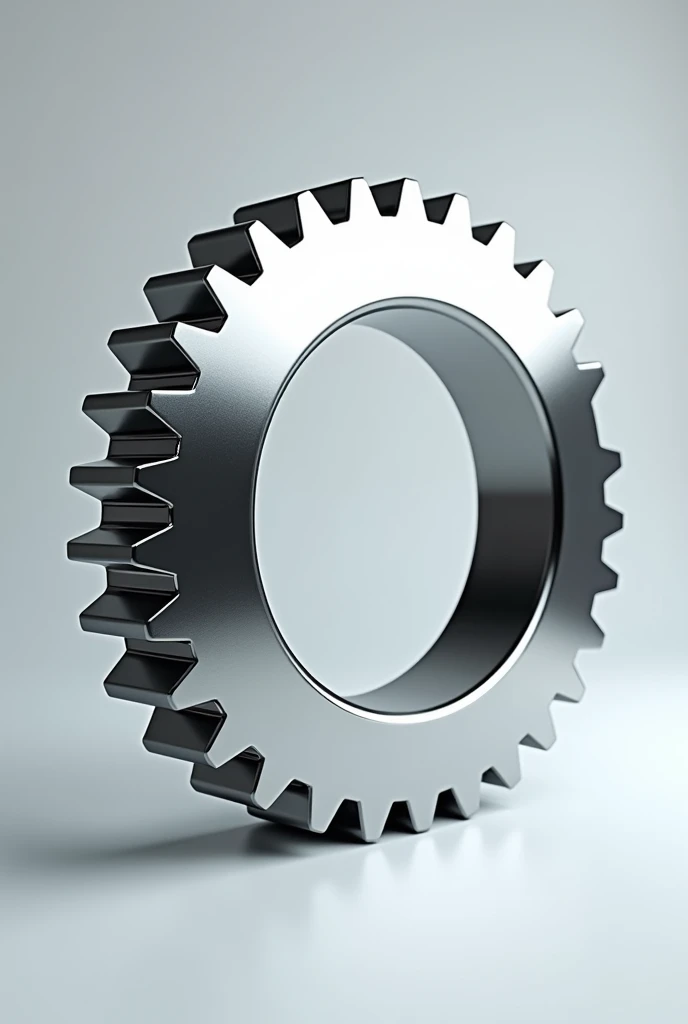 Create a chrome gear that I can put text inside, It's for a logo, I want this gear standing upright facing me