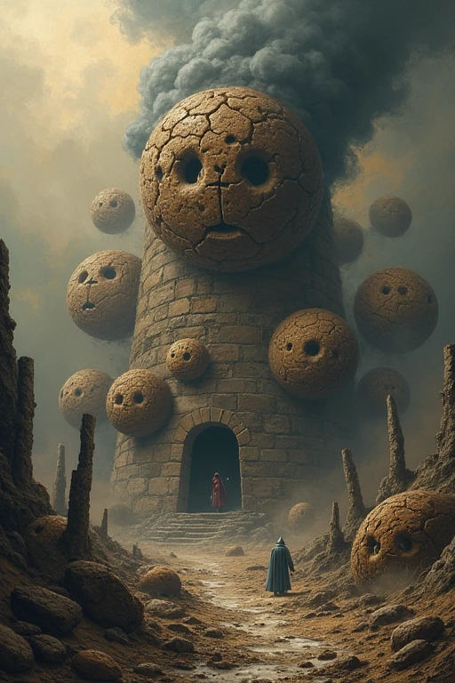paint me a picture in the style of the scream depicting the dystopian future where the grandmas have baked too many cookies and the cookies have now taken over true to the ore of ortiel's cookie clicker include some wizard towers in this loosing the battle too