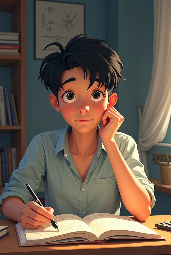 A 2d  teenage boy loves math.
