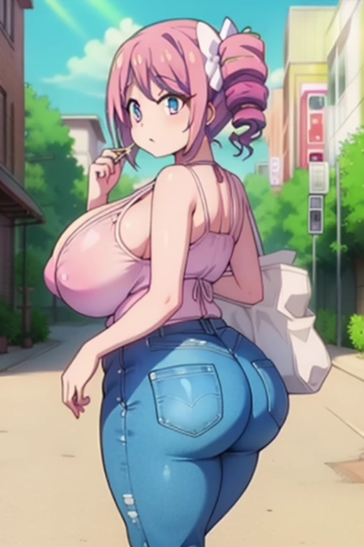 (highest quality)、big head、Confused face、(big breasted clara:1.2) On the street wearing blue jeans and shirt、whole body、erect nipples、ahegao、(BIG ASS)、nipples
((((gos))))
