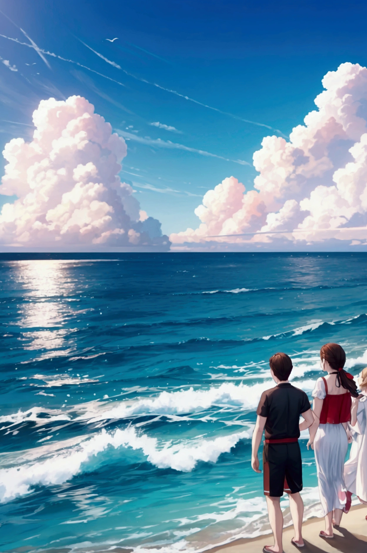Two men and two women Playing in the sea