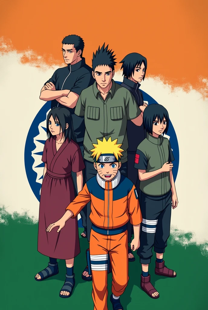 Naruto all characters in india flag