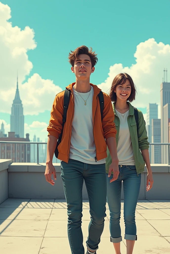 Young man two person on the rooftop 