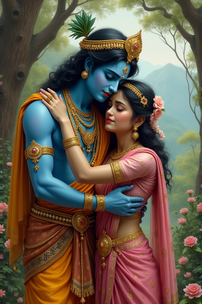 Krishna in hugging a girl while she is crying