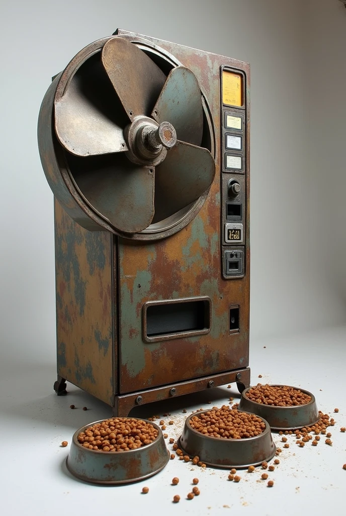 Recycled fan blades into a pet food bowls to make a use of vending machine for each pets