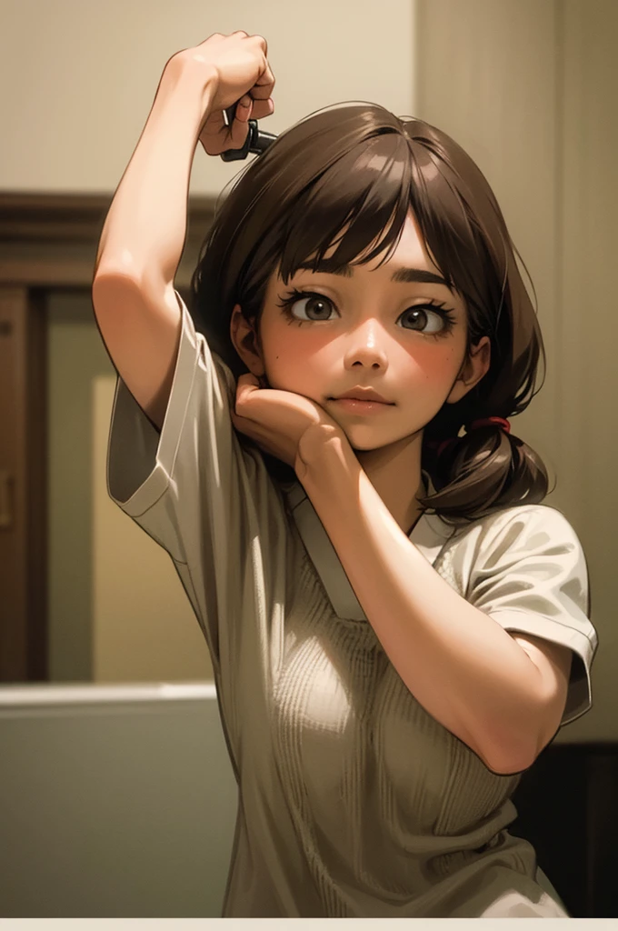 (Realistic)、(Highest quality、Highest quality、Masterpiece、High resolution)、One Woman、She makes ramen with her own hair、Using her own hair instead of noodles