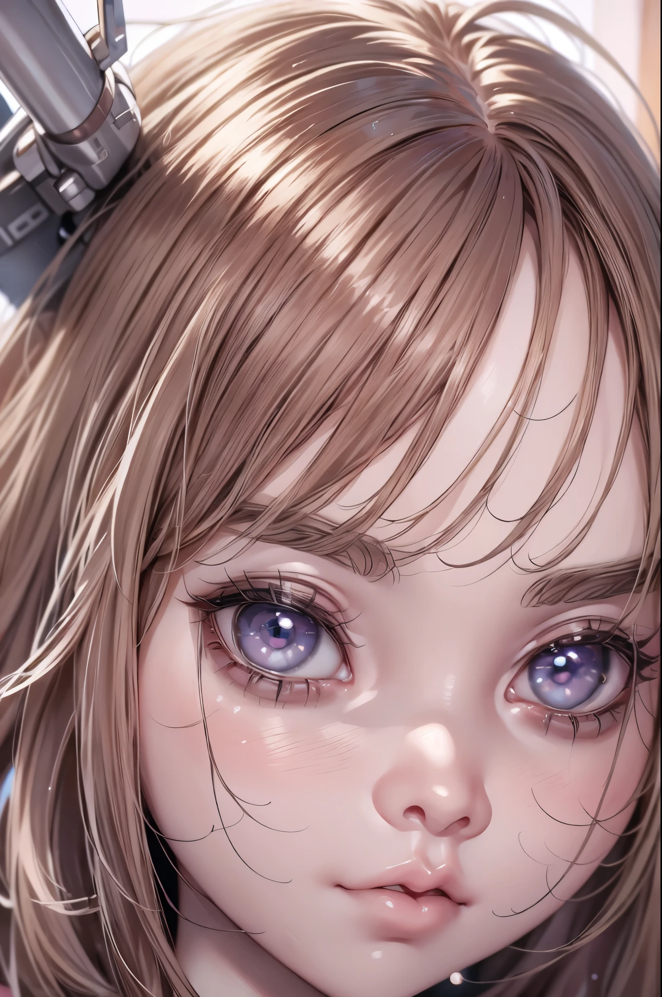 Beautiful and attractive Caucasian female robot、Ｍ3GEN、Half-body photo、Attractive round face、double eyelid、Bright peach blossom eyes、Pink Lips、Small Nose、Concentrated face、Glaring、Face close-up、Ultra-high resolution、Super detailed、scared、Junji Ito。