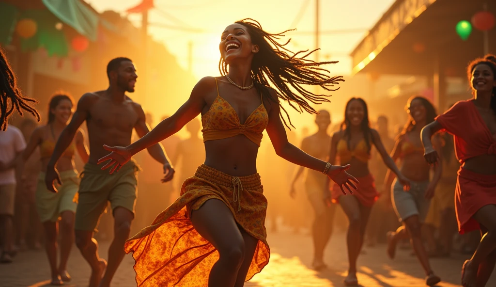 A person who expresses the joy of rhythm々Generate a reggae dance scene with.