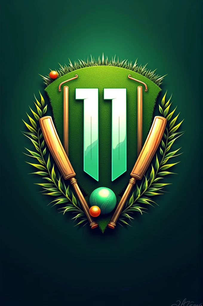 Tech 11 logo design with cricket background