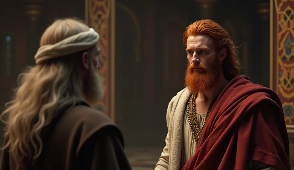 create: "NON-YOUTUBE VIDEO LAYER" 
 a man named king david who was red-haired, talking to a prophet 

