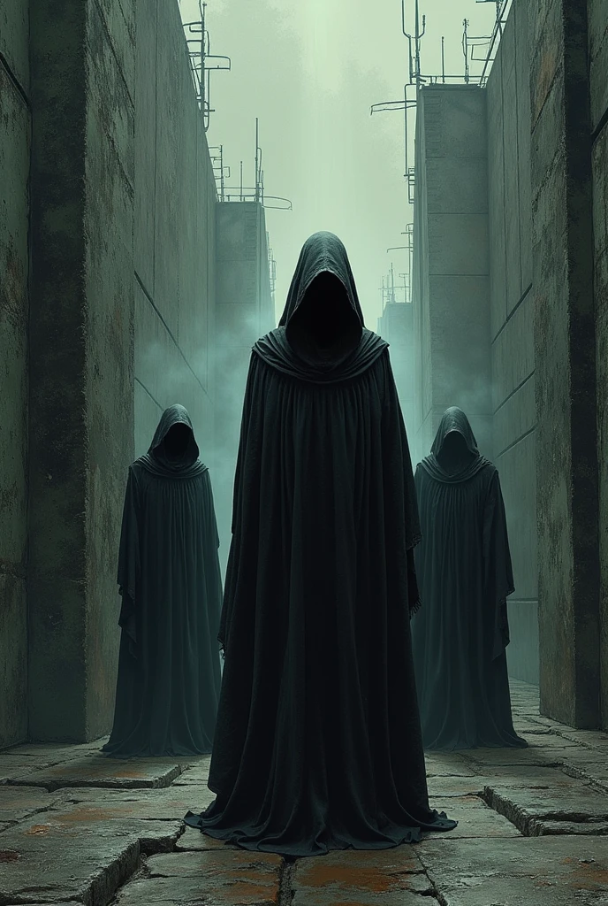 Surrealist drawing inspired by The Maze Runner with executioners
