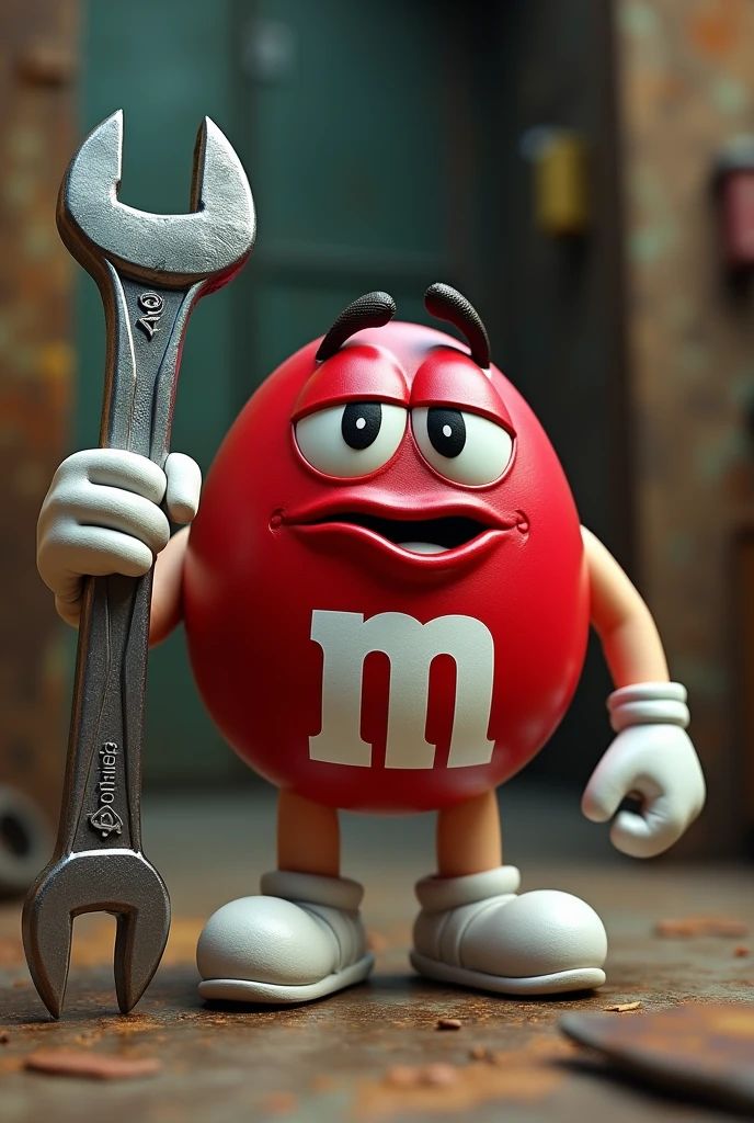 M&m logo holding wrench zoro style