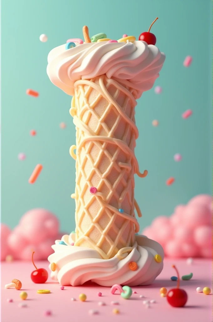 Ice cream cone shaped like an I
